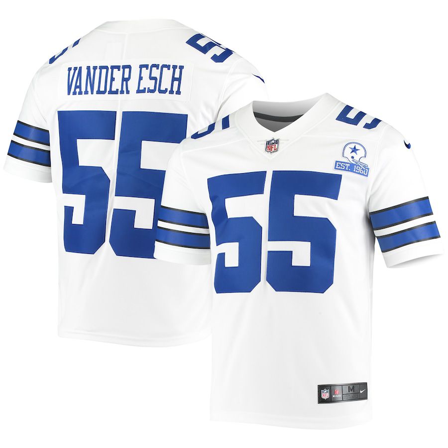 Men Dallas Cowboys 55 Leighton Vander Esch Nike White 60th Anniversary Limited NFL Jersey